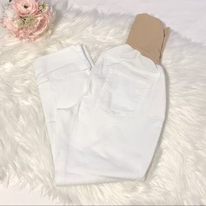 Motherhood Maternity White Denim Capris